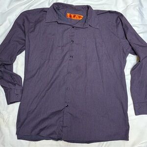 Red Kap Men's Long-Sleeve Purple Pinstripe work Shirt